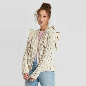 Universal Thread Ruffle Cardigan Cream